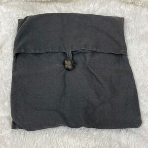 Pottery Barn Linen Pillow Sham Cover Square‎ Gray w/Button 17" Quiet Luxury